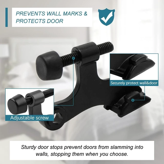 Alt view image 2 of 7 - 24 Pack Black Adjustable Hinge Pin Door Stoppers with Rubber Bumper Tips
