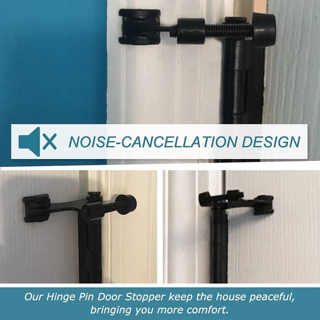 Alt view image 3 of 7 - 24 Pack Black Adjustable Hinge Pin Door Stoppers with Rubber Bumper Tips