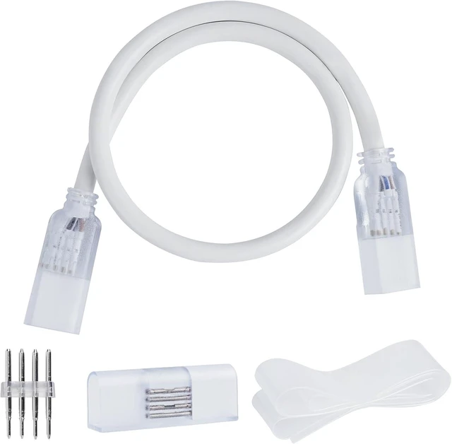 Main image of Connection Parts Kit for 10x20mm RGB LED Neon Rope Lights 2 Wire Cables & 1 Connector with 4-Prong Pin