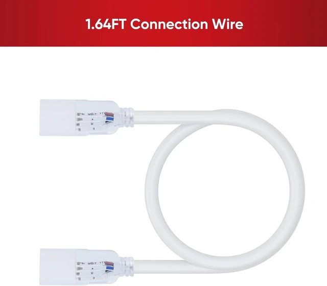 Alt view image 5 of 6 - Connection Parts Kit for 10x20mm RGB LED Neon Rope Lights 2 Wire Cables & 1 Connector with 4-Prong Pin