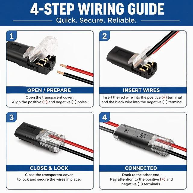 Alt view image 4 of 6 - 400 Pcs 2-Pin Wire Connector Kit D2 & D2A Plug-in Connectors, 18-22 AWG & 16-18 AWG Quick Splice with PC Insulated Housing & Copper Core for Car Lighting Wiring