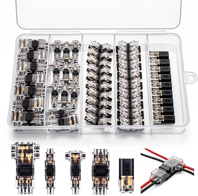 Main image of 55 Pcs Low Voltage T-Tap Splice Wire Connector Kit for 24-18 AWG