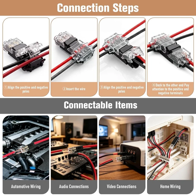 Alt view image 3 of 7 - 55 Pcs Low Voltage T-Tap Splice Wire Connector Kit for 24-18 AWG