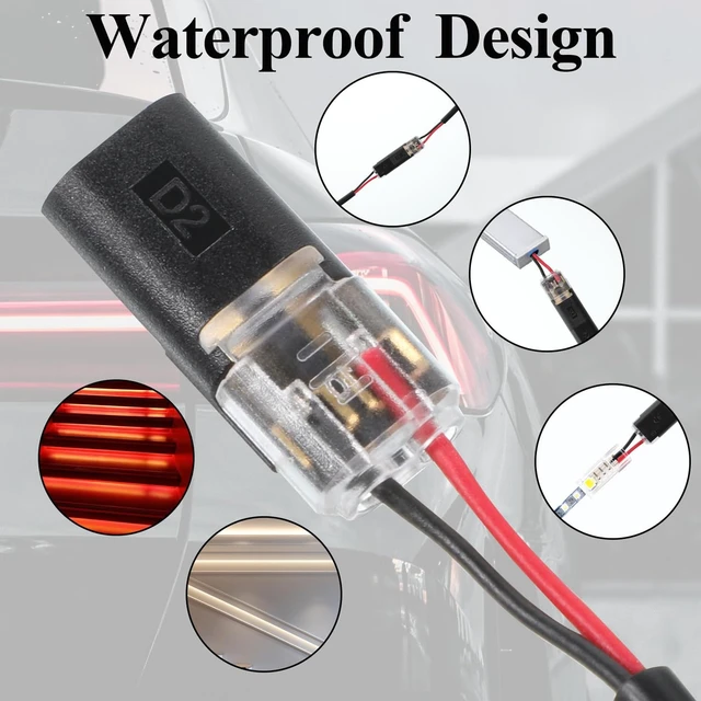 Alt view image 5 of 6 - 100 Pcs Quick Connect Wire Connectors No-Strip Double Plug-in, Reusable Low Voltage Connector with Locking Buckle for LED Strip & DIY Model Kit, 18-22 AWG