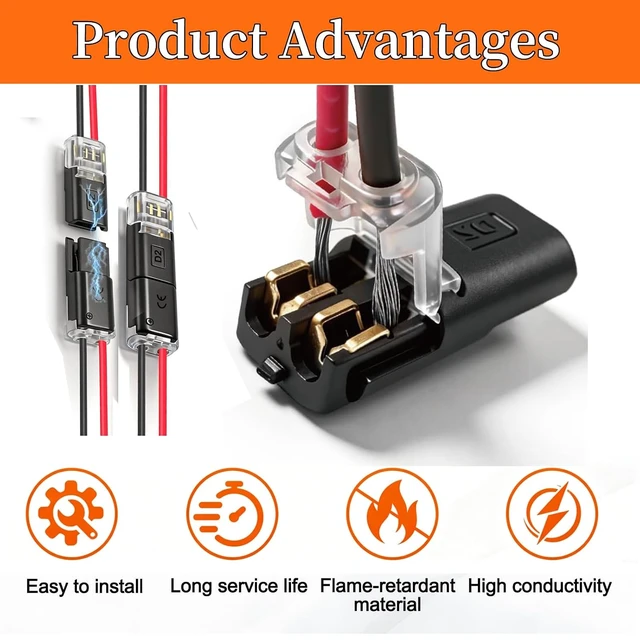 Alt view image 6 of 7 - LJQ-100 Double Wire Plug-in Connector Kit with Locking Buckle No-Strip Flame Retardant Quick Connectors for LED Strip, DIY & Low-Voltage Model Kits