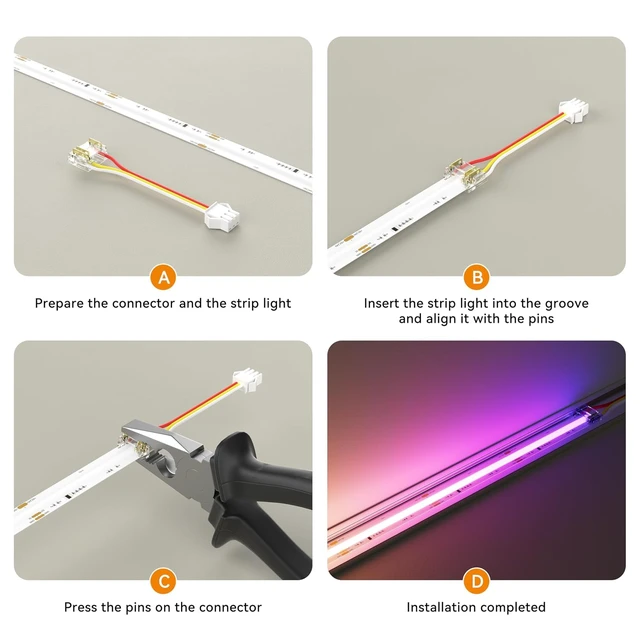 Alt view image 5 of 7 - 12mm 3-Pin Extension Connectors, 20 Pcs with 20cm 20AWG Male & Female Wires, for SPI RGB Smart IC COB LED Strips, 12V/24V WS2812B WS2811 WS2812