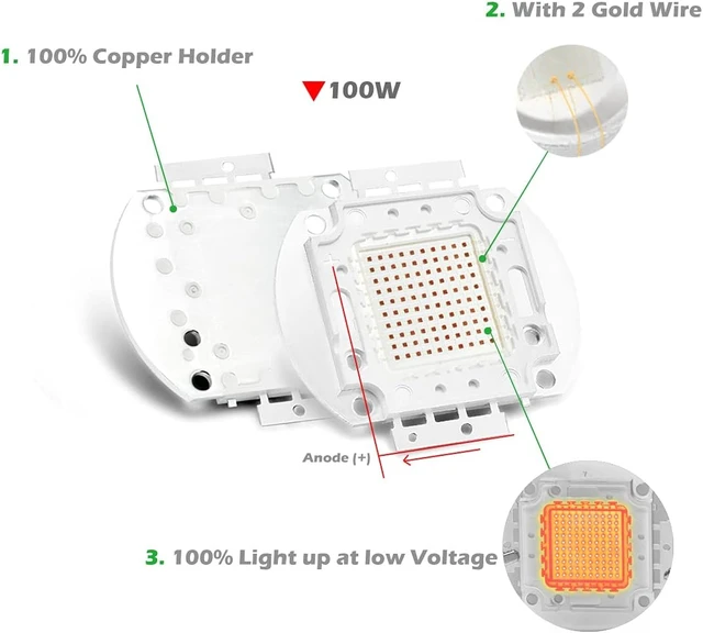 Alt view image 4 of 7 - 100W High Power Deep Red LED Plant Grow Light Chip, 650nm-660nm