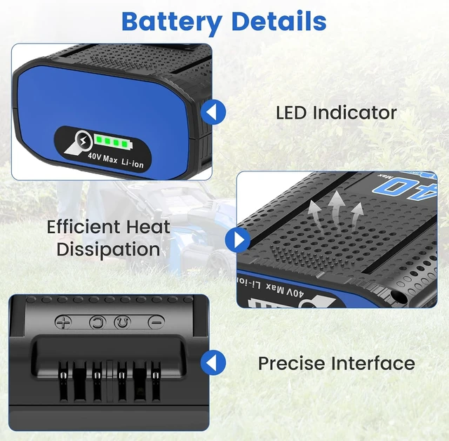 Alt view image 3 of 7 - Kobalt 40V 4.0Ah Battery Replacement (1 Pack) with Charger Station, for 40V Max Chargers KRC60-06, KRC40-06, KRC840-03, Compatible with Kobalt 40V Cordless Tools