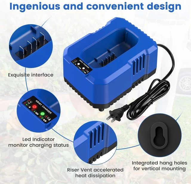Alt view image 5 of 7 - Kobalt 40V 4.0Ah Battery Replacement (1 Pack) with Charger Station, for 40V Max Chargers KRC60-06, KRC40-06, KRC840-03, Compatible with Kobalt 40V Cordless Tools