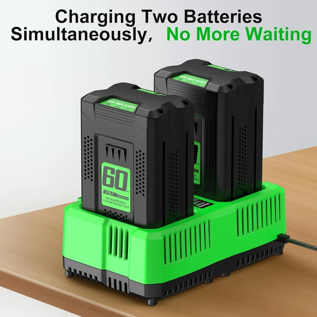 Alt view image 2 of 7 - Dual Charger for Greenworks 60V Battery Fast Simultaneous Charging Station with USB-A & Type-C Ports, Fits Greenworks Pro 60V Li-ion Battery & Cordless Tools