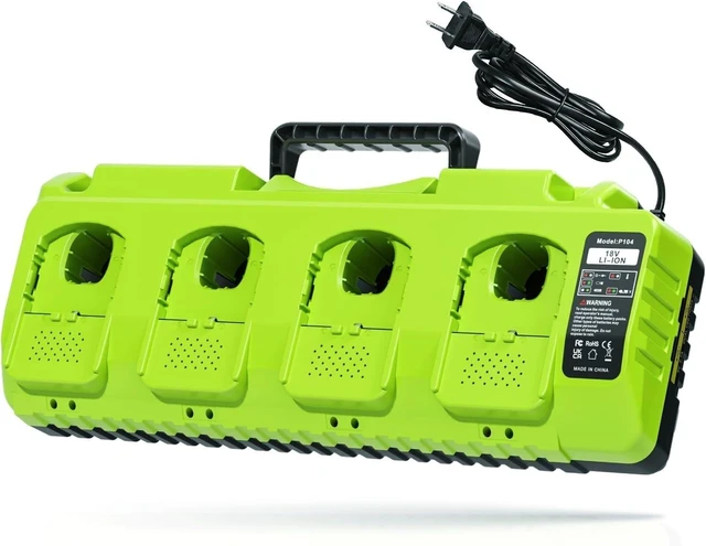 Main image of 4-Port Fast Multi-Battery Charging Station with Dual USB, Replacement for Ryobi 18V Charger, Fits Ryobi 12V-18V One+ Batteries P102 P103 P105 P107 P108 P109 P189 P197 PBP002 PBP005