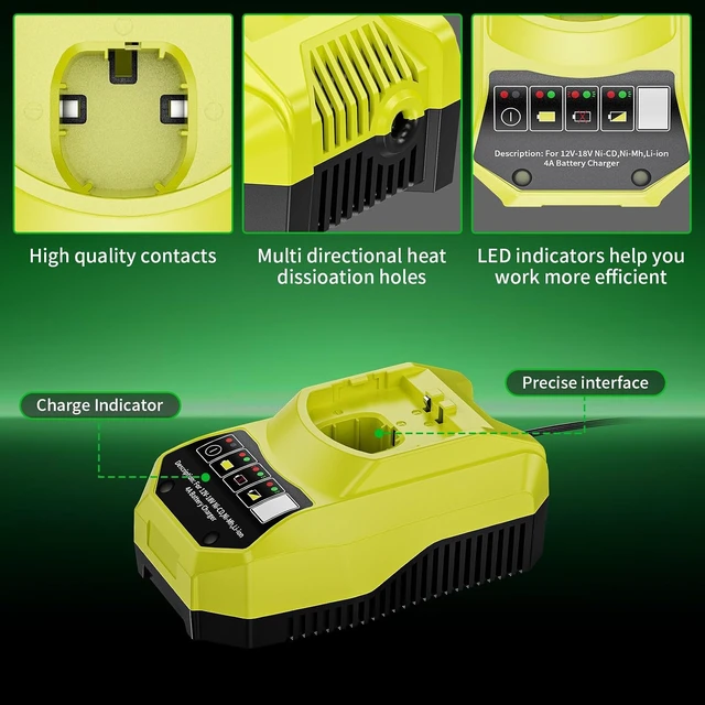 Alt view image 6 of 7 - 2-Pack 8.0Ah Ryobi 18V Battery Replacement, Compatible with Charger P117 & Batteries P108 P102 P103 P104 P105 P107 P109 P122, for Cordless Power Tools
