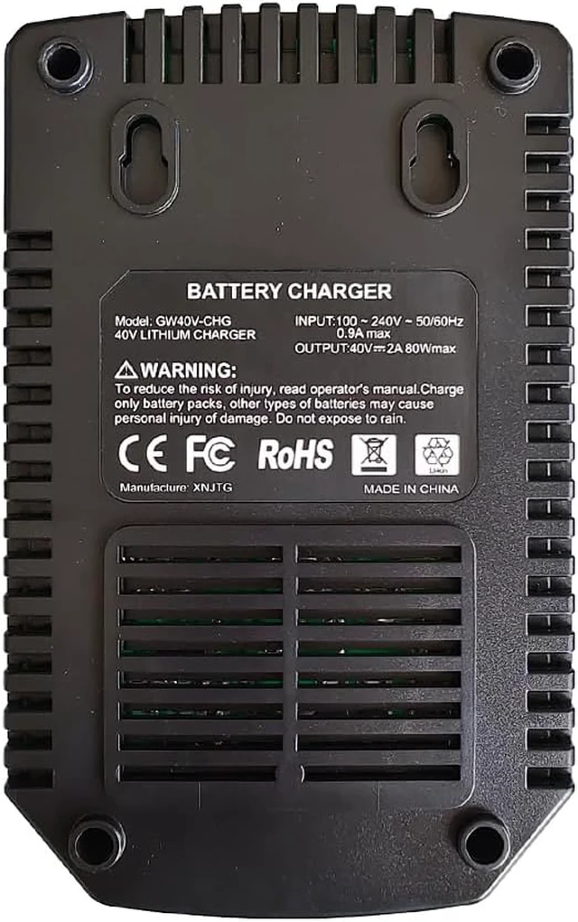 Alt view image 6 of 6 - 40V 2A Replacement Battery Charger for Greenworks 40V Li-ion Batteries 29482 29462 29472 2901319 2938302 BAF702 L-300 BAF704 BAF705 & G-MAX Tools 29252 20202 22262