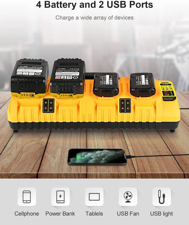 Alt view image 3 of 7 - DCB104 Multi Battery Charger Station Replacement for DeWalt 12V/20V Max (Orange)