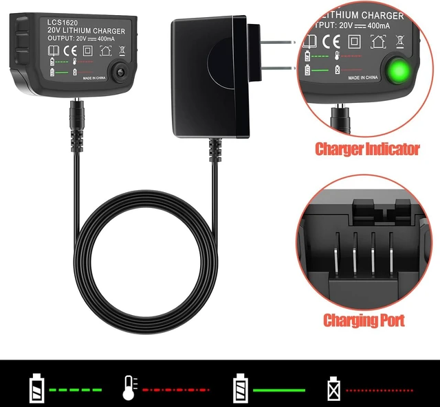 Alt view image 4 of 6 - 2 Pack 3000mAh 20V MAX Battery & Charger, Replacement for Black and Decker 20V Lithium Battery, Fits 20V Cordless Tools & Charger