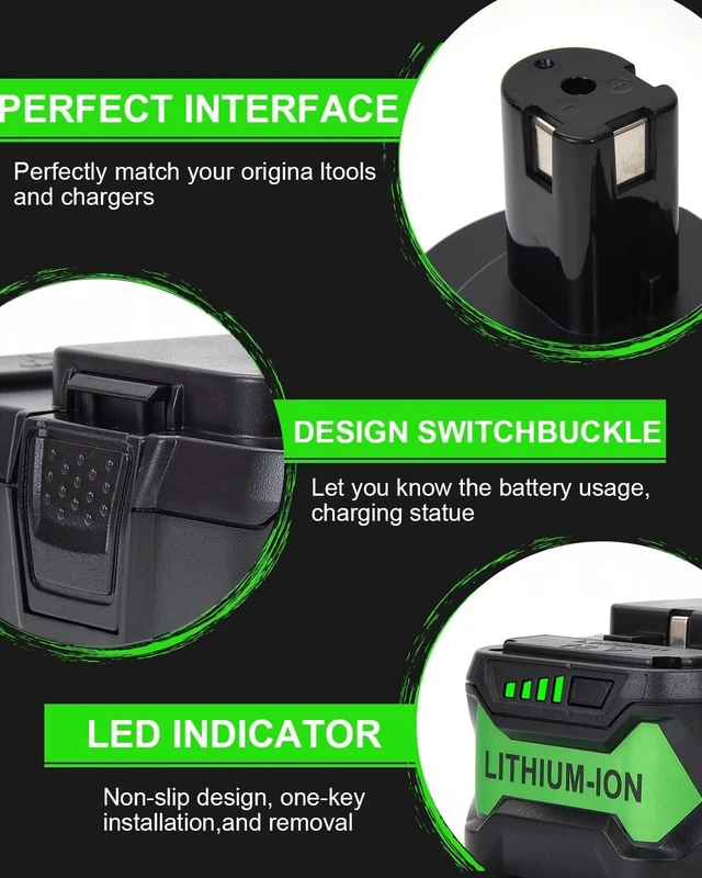 Alt view image 3 of 7 - Upgraded 8000mAh Li-ion Replacement for Ryobi 18V Battery, 2-Pack