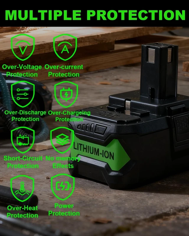Alt view image 5 of 7 - Upgraded 8000mAh Li-ion Replacement for Ryobi 18V Battery, 2-Pack