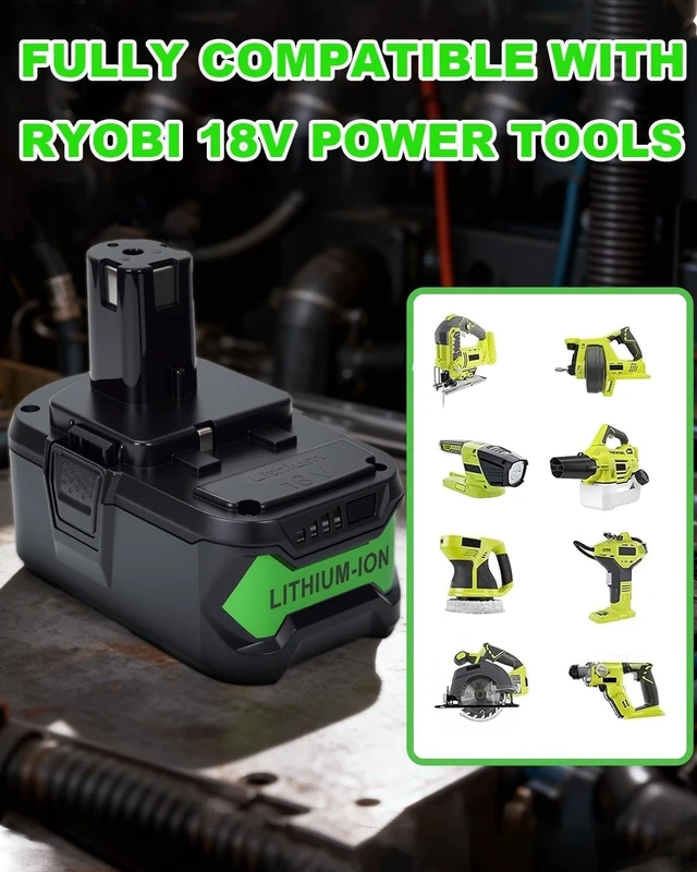 Alt view image 7 of 7 - Upgraded 8000mAh Li-ion Replacement for Ryobi 18V Battery, 2-Pack