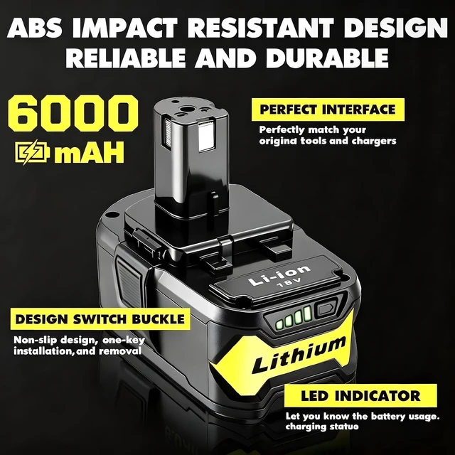 Alt view image 3 of 7 - 2 Pack 108000mWh High Capacity Upgrade for Ryobi 18V Battery, Compatible with Ryobi 18V ONE+ Cordless Tools & Charger