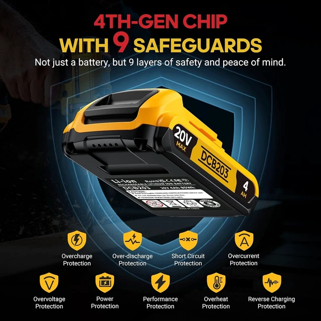 Alt view image 5 of 7 - 4Ah High Capacity Replacement Compatible with DeWalt 20V MAX Battery
