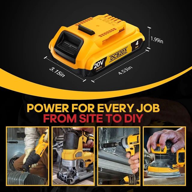 Alt view image 7 of 7 - 4Ah High Capacity Replacement Compatible with DeWalt 20V MAX Battery