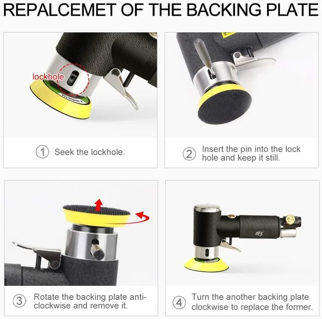 Alt view image 6 of 7 - 1/2/3 Inch Random Orbital Air Sander Mini Pneumatic Polisher for Auto Body Work with 15 Buffing Pads & 18 Sandpapers