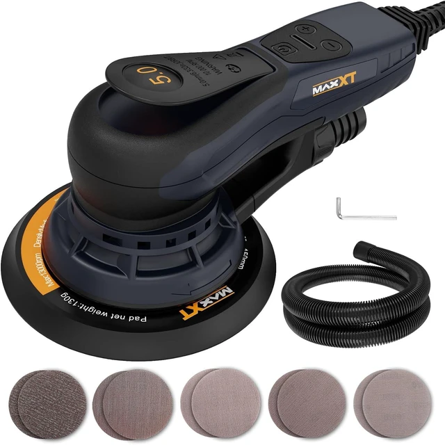 Main image of 5mm Brushless 350W 3A Electric Random Orbital Sander Variable Speed Corded Palm Sander with 6-Inch Pad & 10 Sanding Papers for Woodworking