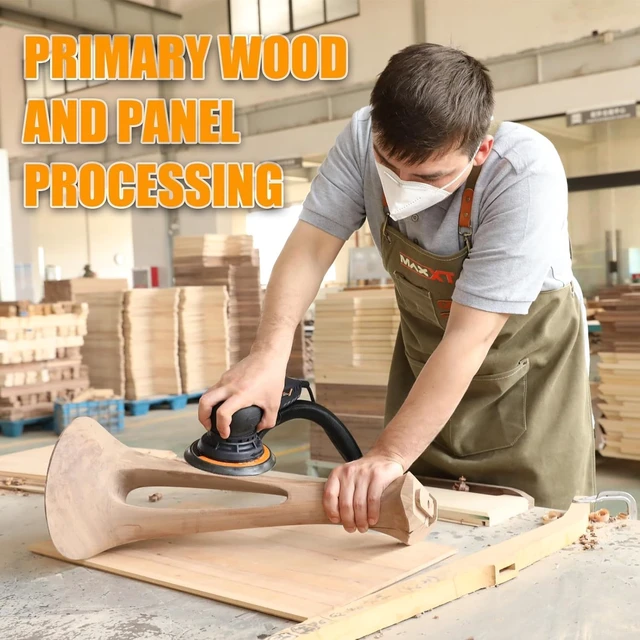 Alt view image 3 of 7 - 5mm Brushless 350W 3A Electric Random Orbital Sander Variable Speed Corded Palm Sander with 6-Inch Pad & 10 Sanding Papers for Woodworking