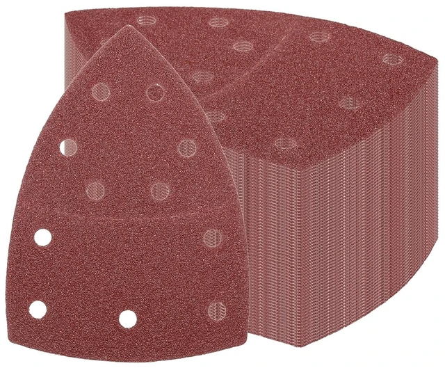 Main image of 100 Pcs 6x4 80 Grit Mouse Detail Sandpaper, 11 Holes (Red)