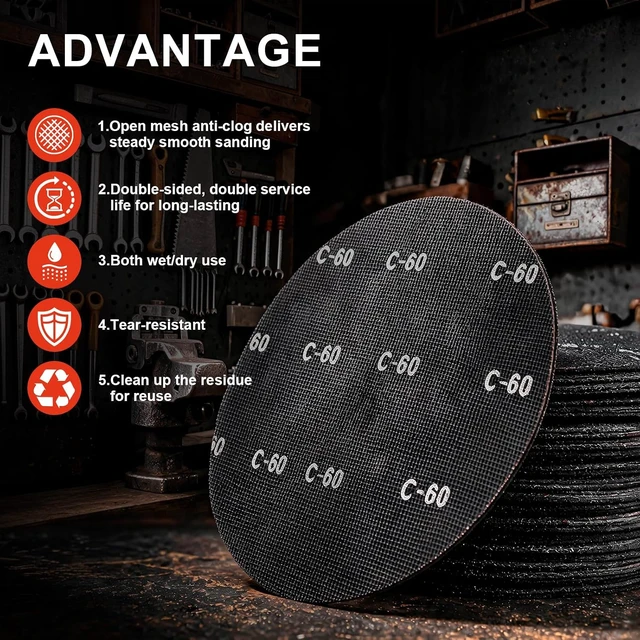 Alt view image 3 of 6 - 17" 120 Grit Floor Sanding Screen Mesh Discs for Wood, 10 Pack
