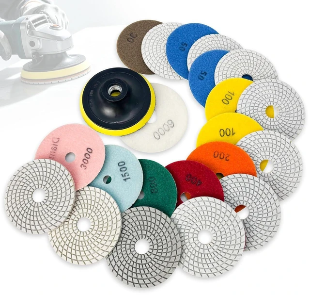 Main image of 6 Inch Diamond Polishing Pads Kit for Tile & Stone Sanding