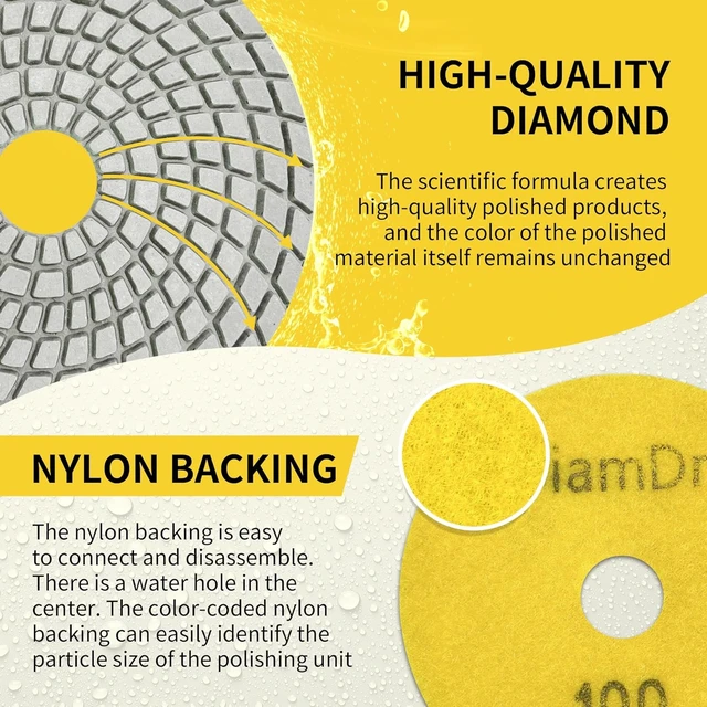 Alt view image 6 of 7 - 6 Inch Diamond Polishing Pads Kit for Tile & Stone Sanding