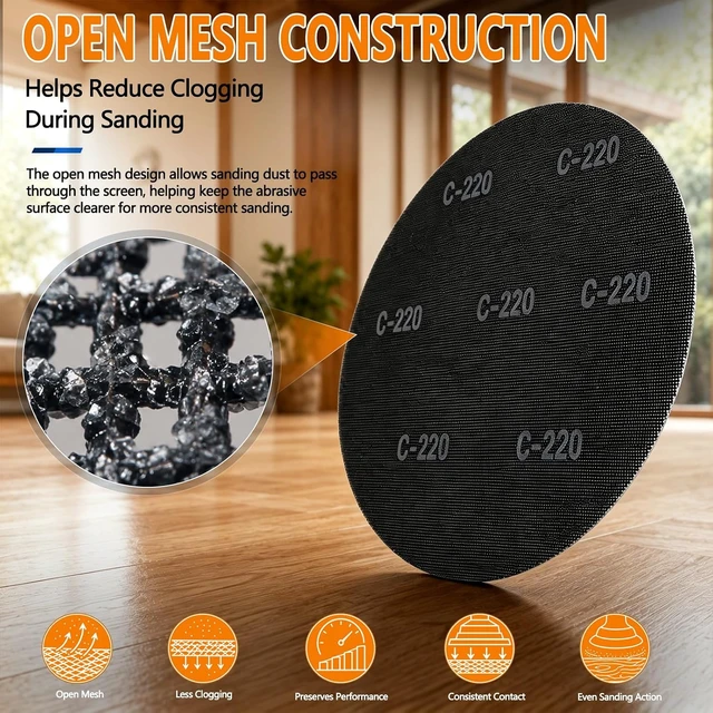 Alt view image 4 of 7 - 17" 220 Grit Floor Sanding Screen Discs for Floor Buffers, 10 Pack