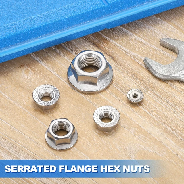 Alt view image 4 of 7 - 100 Pcs 3/8-16 UNC Serrated Flange Hex Nuts, 304 SS