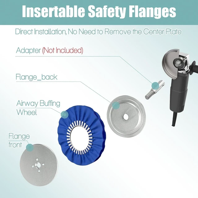 Alt view image 4 of 6 - Self-Clamping Safety Flange Kit for Airway Buffing Wheels Aluminum Insertable Flange Sets for Polishing Wheels, Fits 5/8"-11 Thread Adapters & Airway Buffs with 3" Center Plates