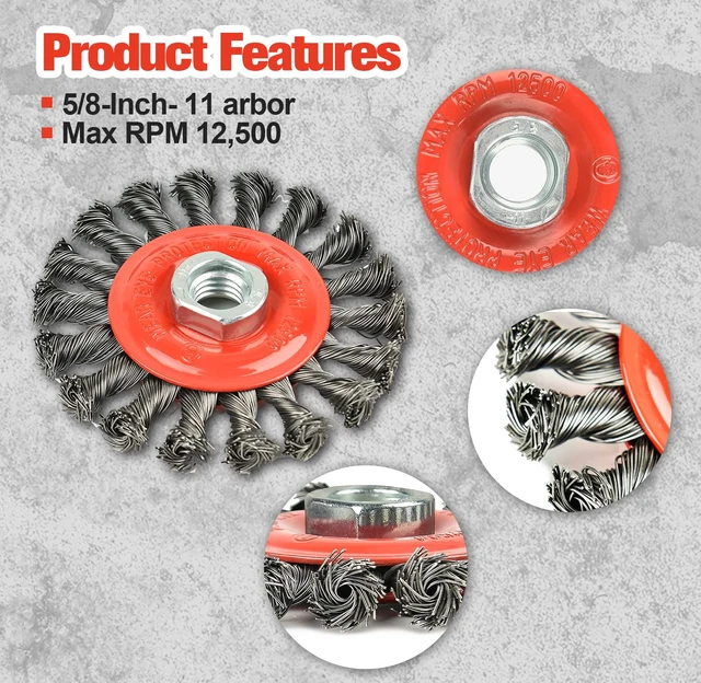 Alt view image 5 of 7 - AAIN 10 Pcs 4 Inch Twist Knotted Wire Wheel Brush for Angle Grinder