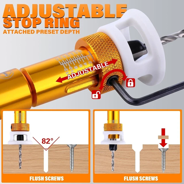 Alt view image 3 of 6 - 5 Pcs Countersink Drill Bit Set with PH2 Bit for Wood