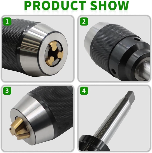 Alt view image 3 of 7 - Heavy Duty 1/64"-1/2" Keyless Drill Chuck with MT2 Shank for Lathe