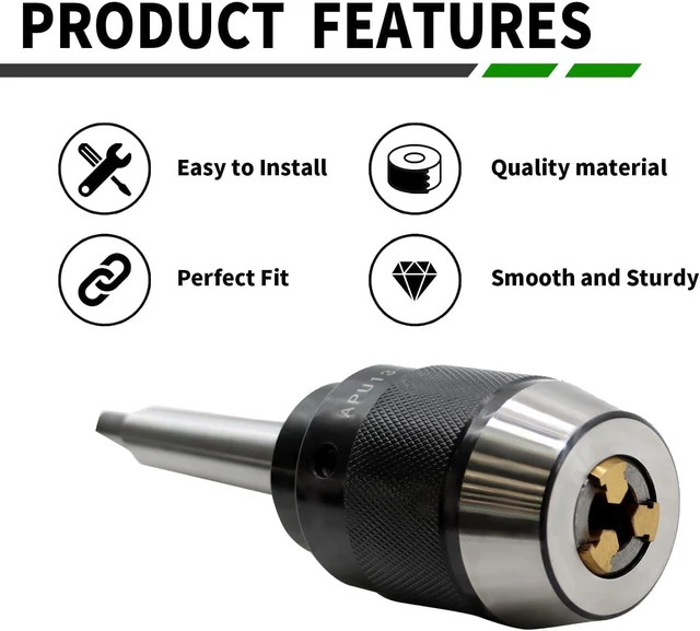 Alt view image 5 of 7 - Heavy Duty 1/64"-1/2" Keyless Drill Chuck with MT2 Shank for Lathe