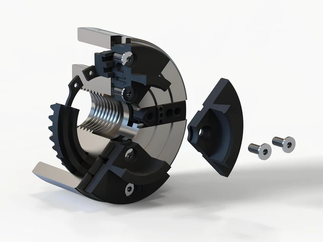 Alt view image 4 of 7 - 3-3/4 Inch 4-Jaw Self-Centering Wood Lathe Chuck, 2" Round Jaw, 1"x8TPI & 3/4"x16TPI Adapter, Tightening Key, T Allen Wrench, Screw Chuck, SCK4-3.75, Nickel Coated