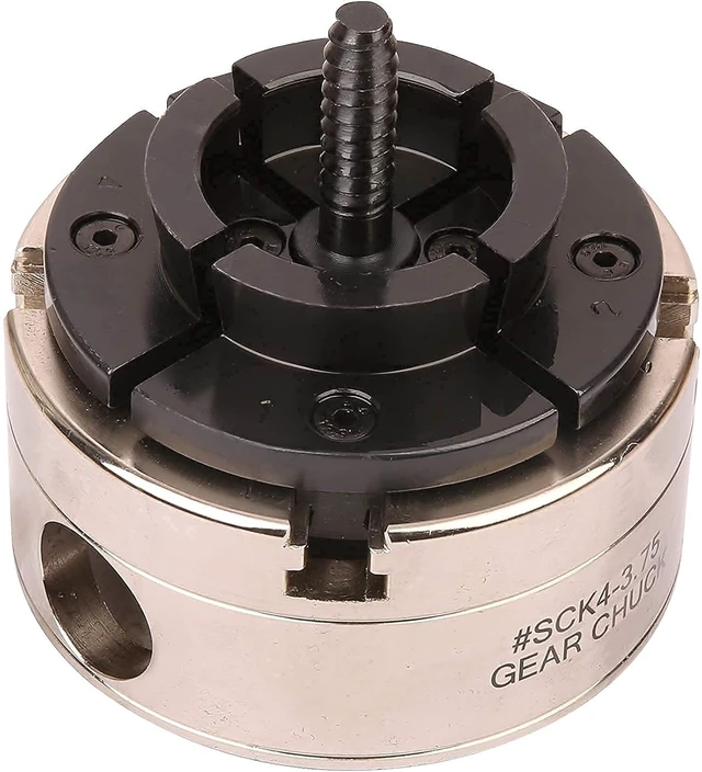 Alt view image 6 of 7 - 3-3/4 Inch 4-Jaw Self-Centering Wood Lathe Chuck, 2" Round Jaw, 1"x8TPI & 3/4"x16TPI Adapter, Tightening Key, T Allen Wrench, Screw Chuck, SCK4-3.75, Nickel Coated