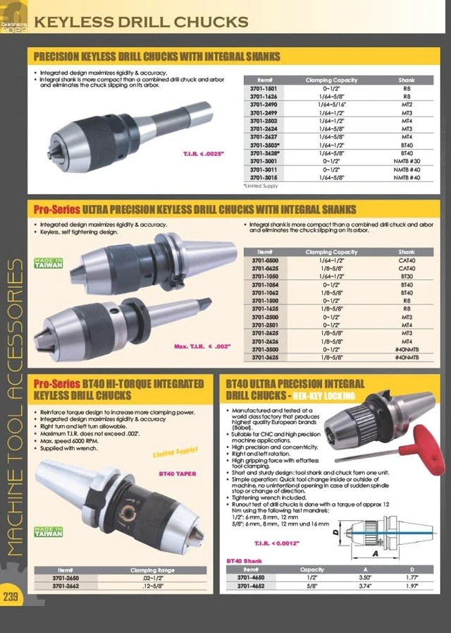 Alt view image 7 of 7 - Pro-Series JT33 1/32-1/2 Inch Pro Quality Drill Chuck with Key (3700-0083)