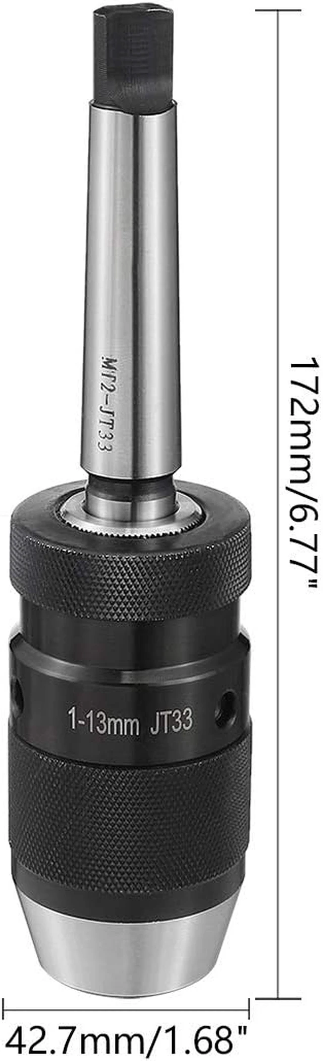 Alt view image 3 of 6 - Adjustable 1/32"-1/2" (1mm-13mm) 3-Jaw Keyless Drill Chuck, MT2 Morse Taper Mount, for Lathes, Milling & Drilling Machines