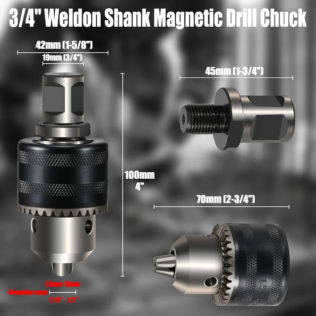 Alt view image 6 of 7 - 1/16"-1/2" Magnetic Drill Chuck with 1/2"-20 UNF Weldon Shank Thread