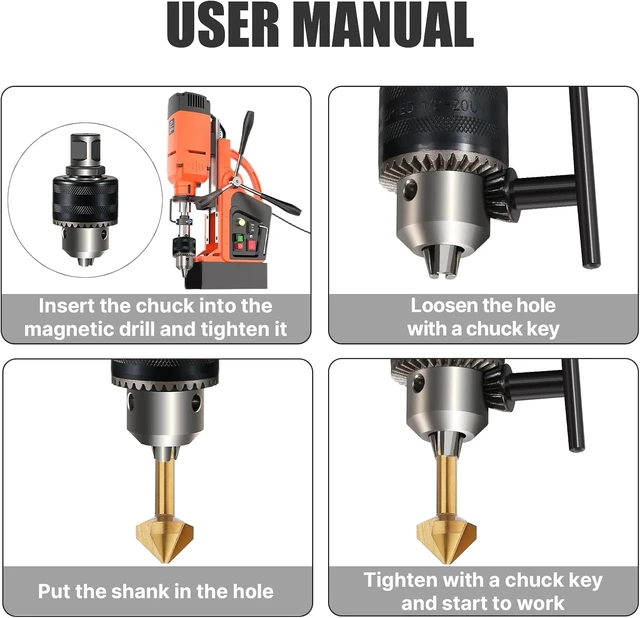 Alt view image 7 of 7 - 1/16"-1/2" Magnetic Drill Chuck with 1/2"-20 UNF Weldon Shank Thread