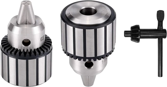 Alt view image 3 of 7 - 4-Piece 1/2 Inch Drill Chuck Set with Key & Morse Taper Arbors