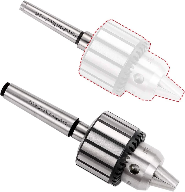 Alt view image 4 of 7 - 4-Piece 1/2 Inch Drill Chuck Set with Key & Morse Taper Arbors