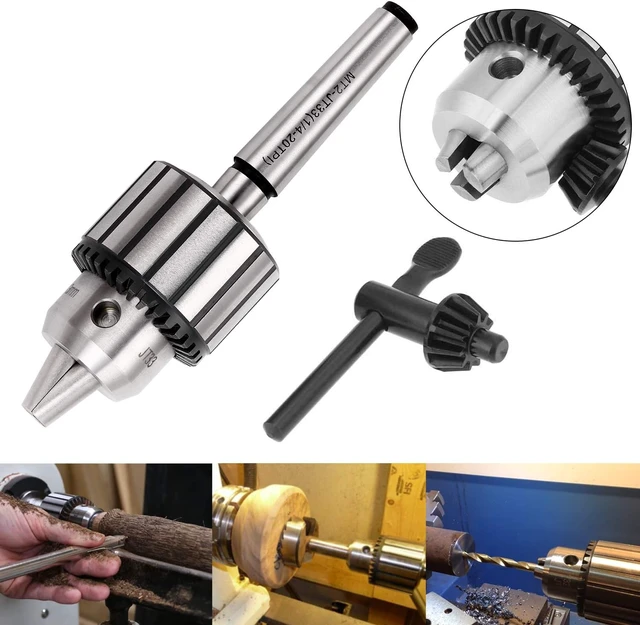 Alt view image 6 of 7 - 4-Piece 1/2 Inch Drill Chuck Set with Key & Morse Taper Arbors