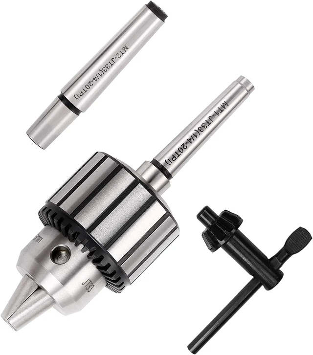 Alt view image 7 of 7 - 4-Piece 1/2 Inch Drill Chuck Set with Key & Morse Taper Arbors