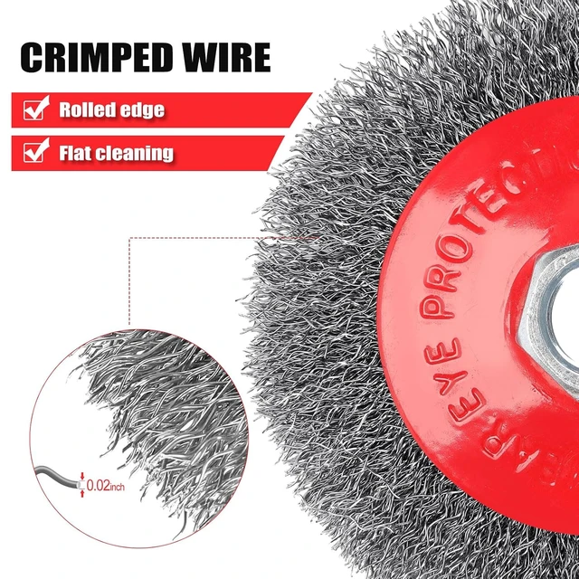 Alt view image 4 of 6 - 12 Pack Wire Wheel Brush Set for Angle Grinder 6x 4" Wheels & 6x 3" Cups, 5/8"-11 Arbor, 0.020 In Twisted Knotted Carbon Steel for Rust Removal